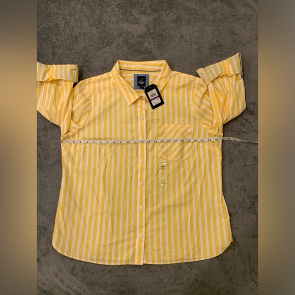 100% Cotton Nautica Jean Company Yellow Striped Button-Up Shirt - Picture 2 of 8